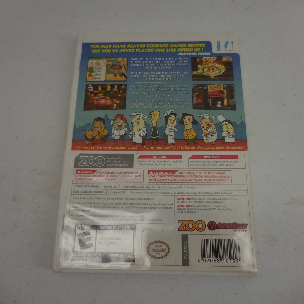 Order Up! Nintendo Wii Video Game Zoo Games Cooking Simulator CIB Complete